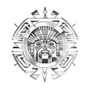 aztec sun with the last name perez tattoo design idea