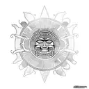 aztec sun with the last name perez tattoo design idea