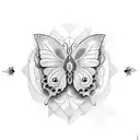 cross with rising sun behind it, and butterflies flying around it tattoo design idea