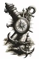 anchor compass lighthouse tattoo design idea
