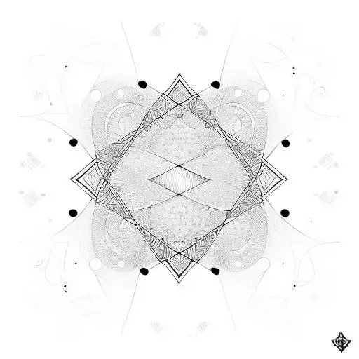 fine line circles with love hearts tattoo design idea