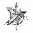 arrow, mountain, fire, cross, laurel tattoo design idea