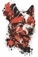 Akita doing dmt molecule forming tattoo design idea