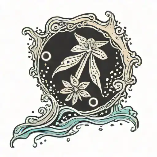 broken sand dollar water tattoo design idea