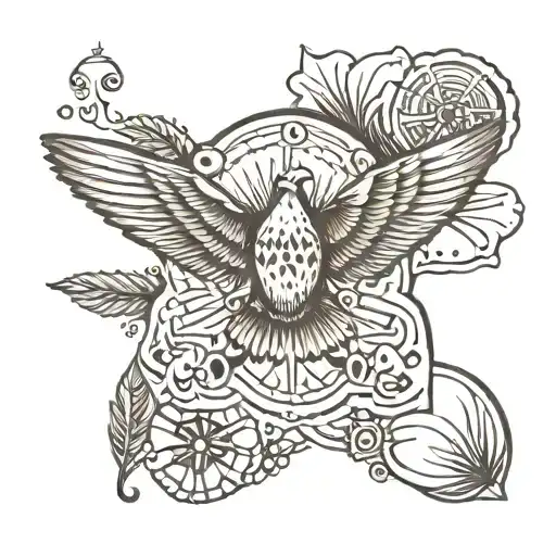 broken sand dollar dove tattoo design idea
