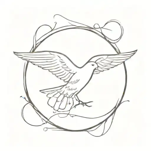 broken sand dollar dove tattoo design idea