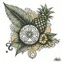 broken sand dollar water pineapple tattoo design idea