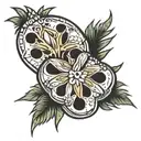 broken sand dollar water pineapple tattoo design idea