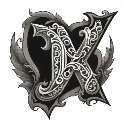 letter k heart tattoo design idea