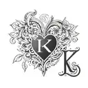 letter k y and heart tattoo design idea