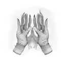 Two hands clasped together, one with a welding glove and the other with a delicate lace glove tattoo design idea
