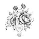 Broken vase with flowers tattoo design idea