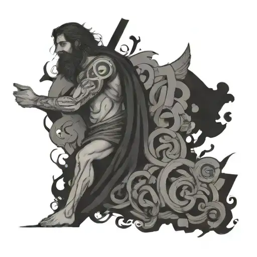 Greek mythology modern patchwork sleeve tattoo design punk tattoo design idea