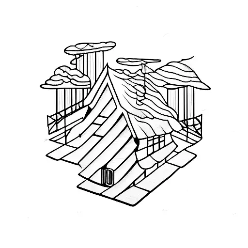 wooden cabin but the door has the silhouette of a chess piece wooden cabin but the door has the silhouette of a chess pi tattoo design idea