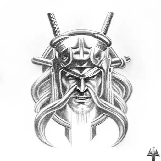 thor with mjolnir tattoo design idea