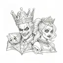 king and queen crowns gangster harley quinn and joker style  tattoo design idea