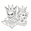 king and queen crowns gangster harley quinn and joker style  tattoo design idea
