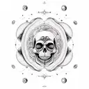 Moon with skull tattoo design idea