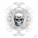 Moon with skull tattoo design idea