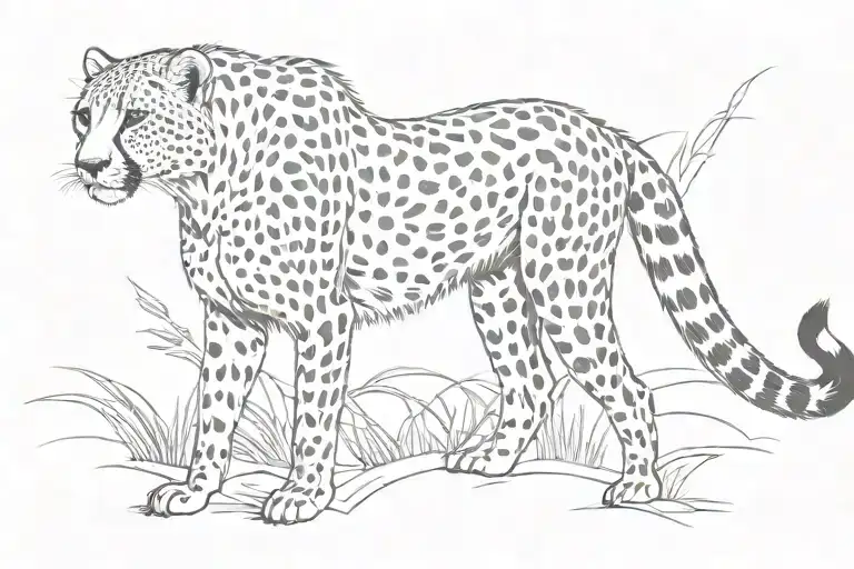 cheetah walking tattoo design idea