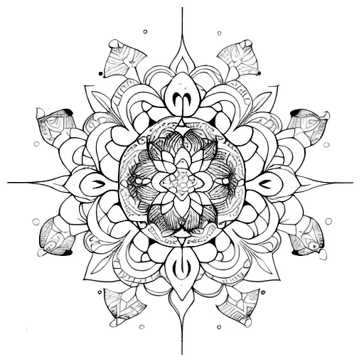 A dotwork mandala design incorporating the client's four siblings as symbolic elements tattoo design idea