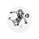 A volleyball player diving to save the ball, with a blackwork pattern representing the client's four siblings in the background tattoo design idea