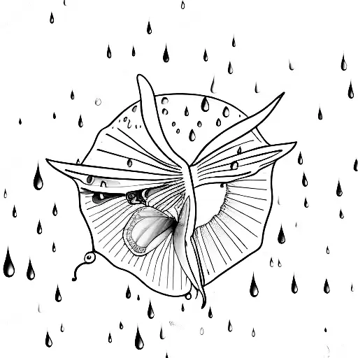 rain drops and a butterfly tattoo design idea