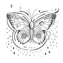rain drops and a butterfly tattoo design idea