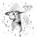 rain drops and a butterfly tattoo design idea