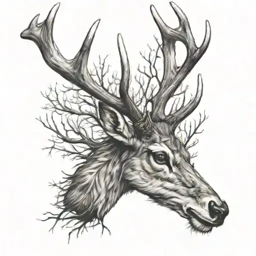 deer antlers tattoo design idea