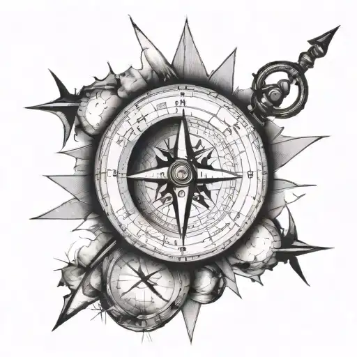 compass with trading charts tattoo design idea