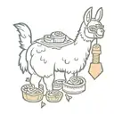 Llama with toy hammer and a pastel de nata tattoo design idea