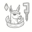 Llama with toy hammer and a pastel de nata tattoo design idea