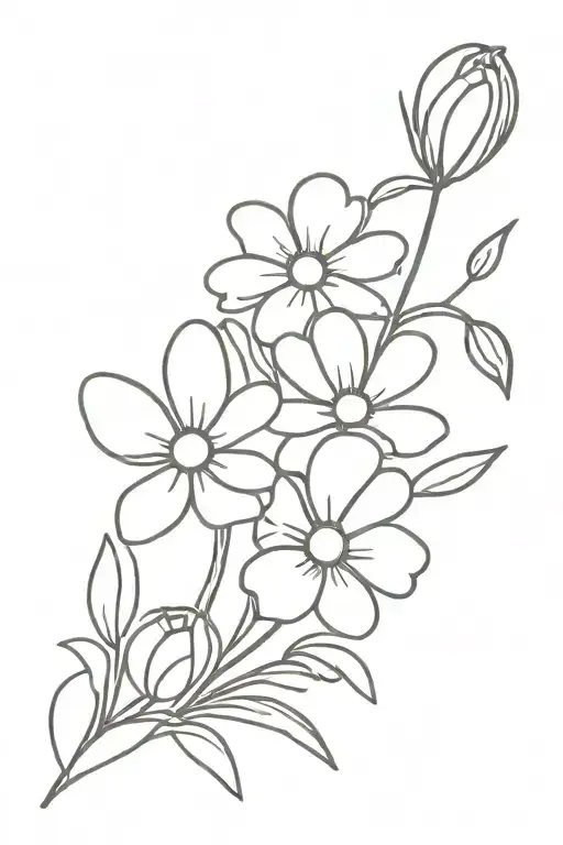 bouquet of a daisy, poppy, and snowdrop flower bouquet tattoo design idea
