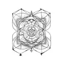 Metatron's cube on the forearm plus sacred geometric figures tattoo design idea