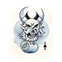 cartas de blackjack y dados debajo  tattoo design idea