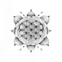 Flower of life mixed surrounded by birth flowers for morning glory and daffodils tattoo design idea
