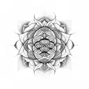 Flower of life mixed surrounded by birth flowers for morning glory and daffodils tattoo design idea