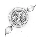 Flower of life mixed surrounded by birth flowers for morning glory and daffodils tattoo design idea