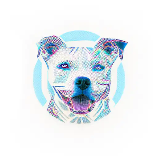 should piece with a white pitbull face on top leading into a map of a lake and the Michigan mitten tattoo design idea