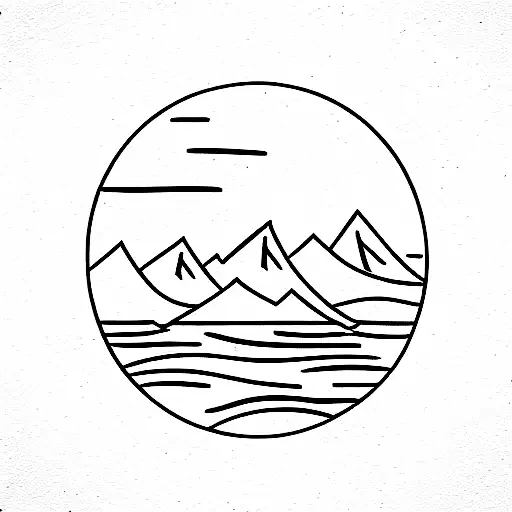 Maine, ocean, mountains tattoo design idea