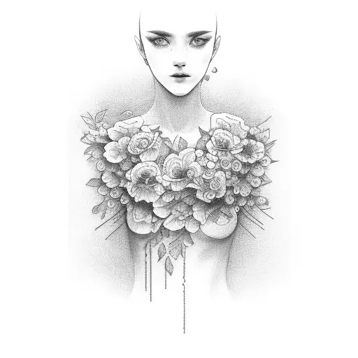 chichimeca sleeve with flowers tattoo design idea