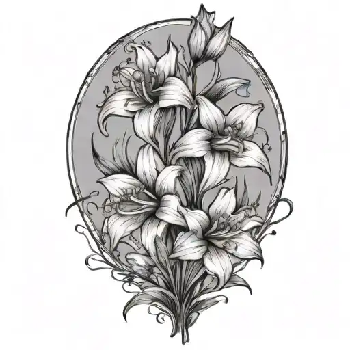 larkspur, daisy, gladiolus flowers tattoo design idea
