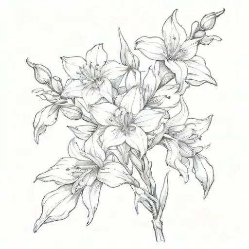 larkspur daisy gladiolus flowers tattoo design idea