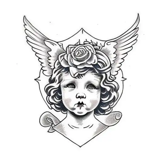 angelic cherub tattoo design idea
