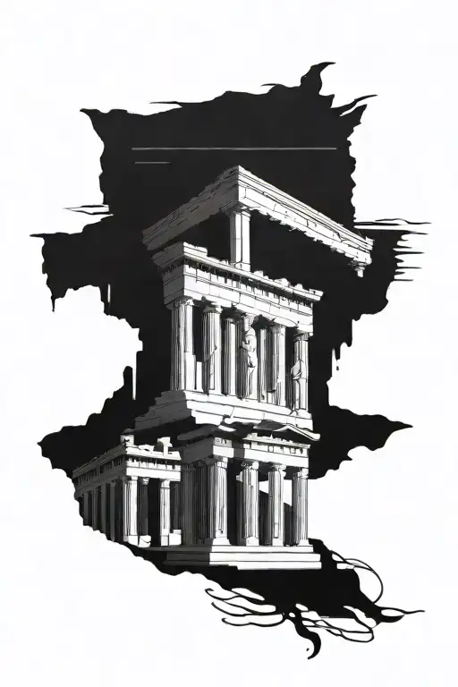 posiden and Parthenon  tattoo design idea