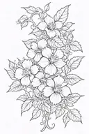 small thin flower vine that has violets, liyi of the valleys, and roses on it tattoo design idea