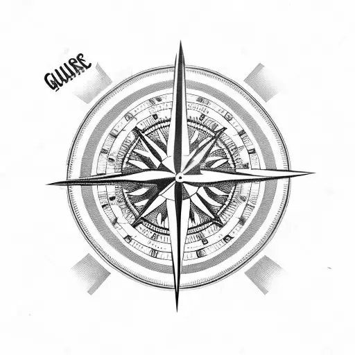 guitar compass tattoo design idea
