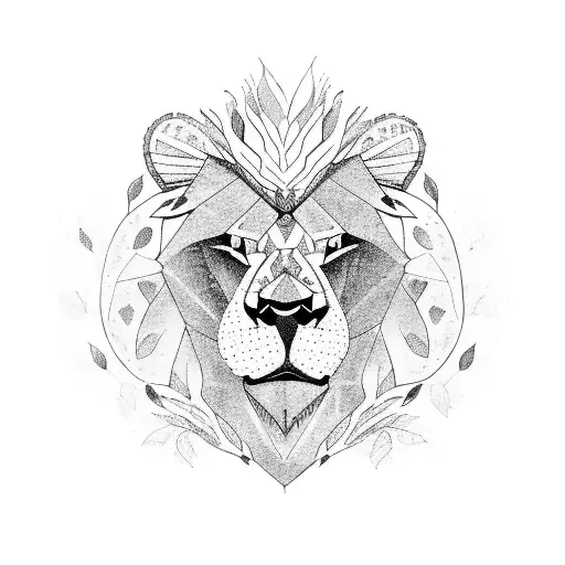 forest scene with lion, bear, tortoise, hawk, and dragon fly.  tattoo design idea