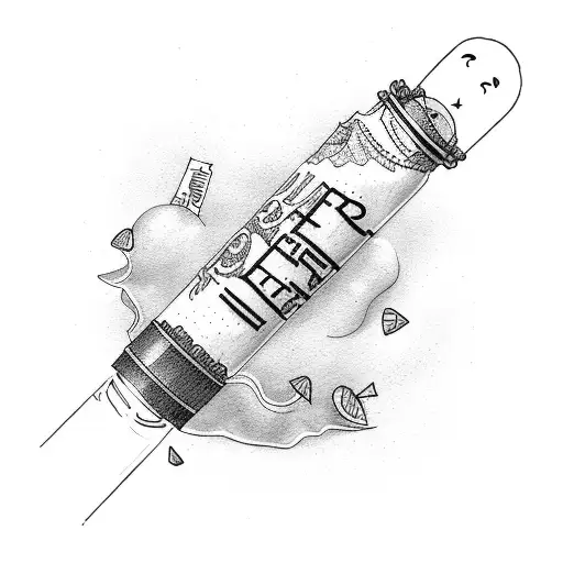 message in bottle with writing "dear sonya" tattoo design idea